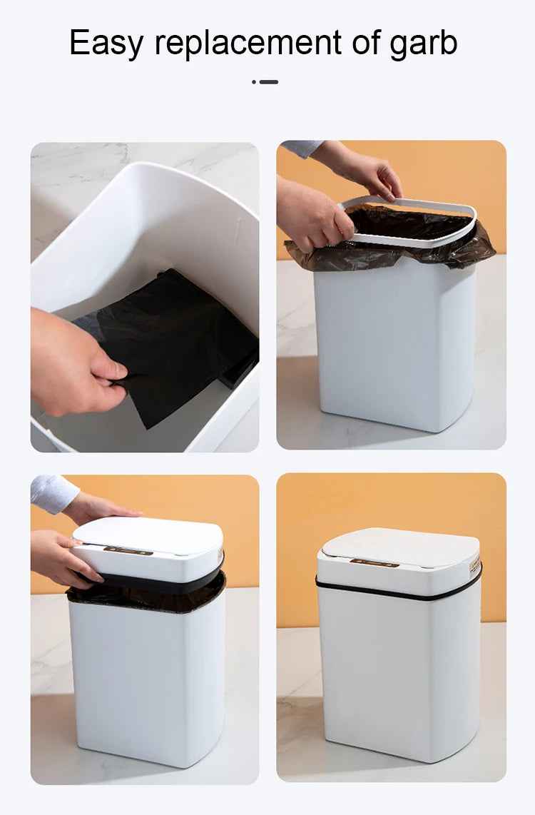 Smart Sensor Trash Can – 3.4 & 4 Gal | Intelligent Garbage Bin for Kitchen & Bathroom – Bote de Basura Inteligente 13L & 15L para Cocina y Baño