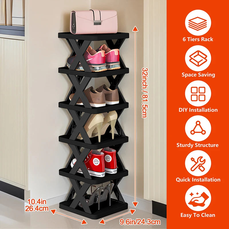Stackable Shoe Rack Organizer – 6 & 9 Tiers | Organizador de Zapatos Apilable – 6 y 9 Niveles