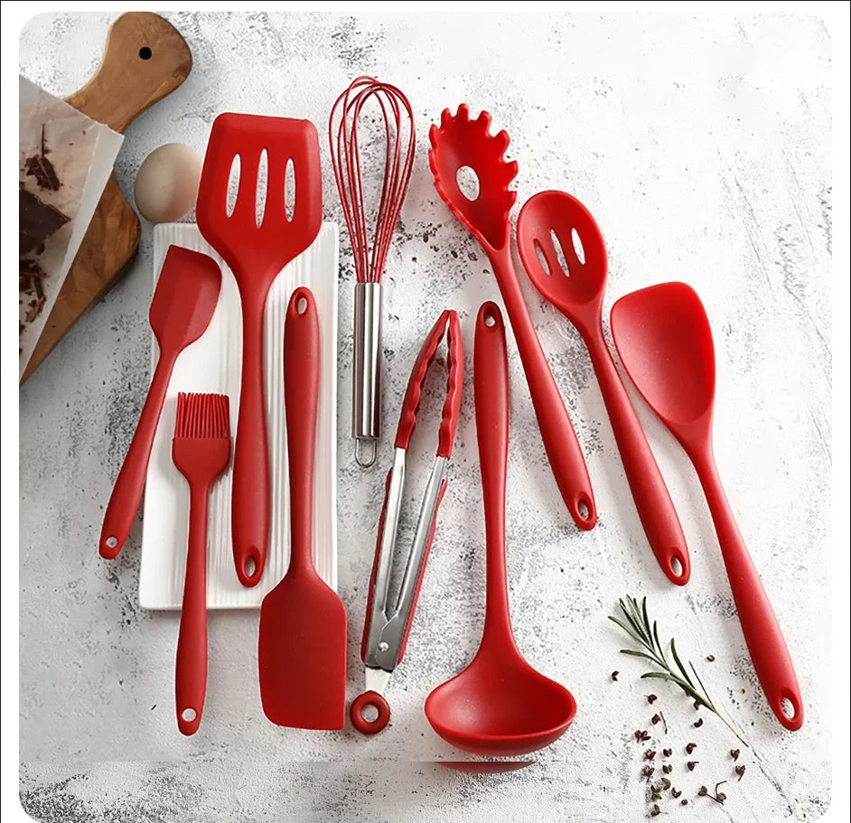 10-Piece Silicone Cooking Utensils Set | Juego de 10 Utensilios de Cocina de Silicona