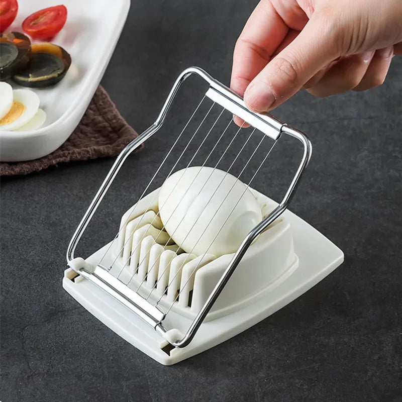 Stainless Steel Egg Slicer – Manual Cutter for Boiled Eggs, Fruits & Salads | Cortador de Huevos en Acero Inoxidable – Rebanador Manual para Huevos Cocidos, Frutas y Ensaladas