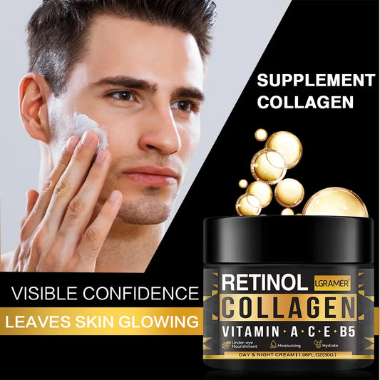 Men’s Retinol & Collagen Face Cream – Anti-Wrinkle, Brightening, Hydrating (30g/60g)
Crema Facial Masculina con Retinol y Colágeno – Antiedad, Iluminadora e Hidratante (30g/60g)