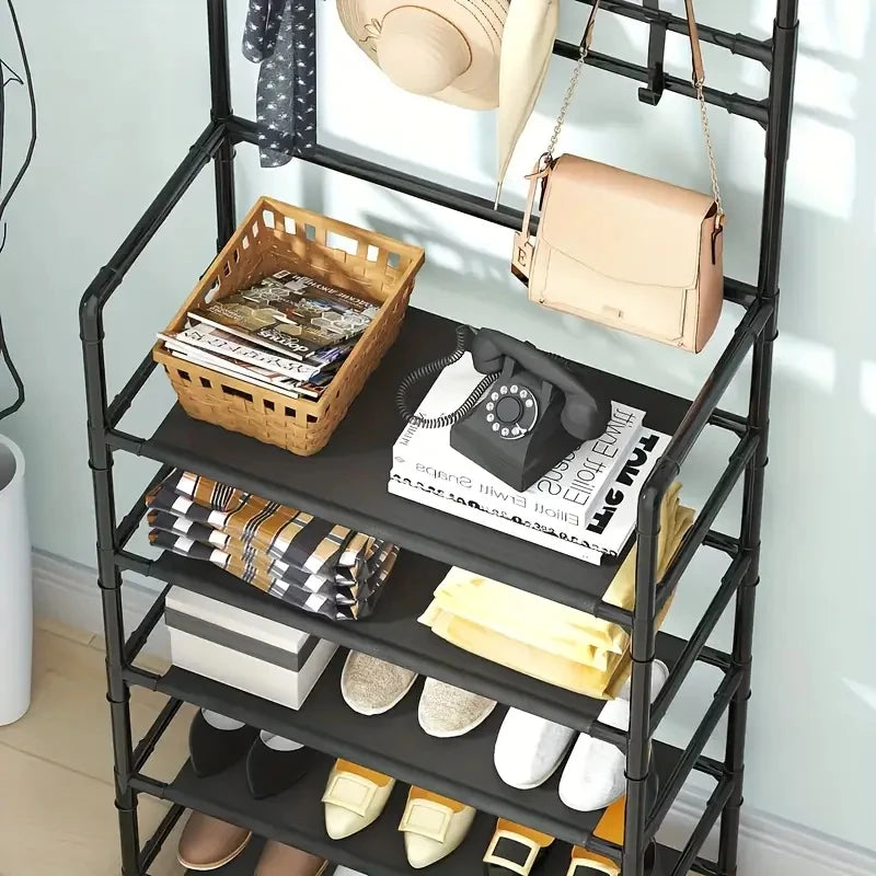Entryway Clothes & Shoe Rack Organizer – Perchero y Zapatero de Entrada con Estantes