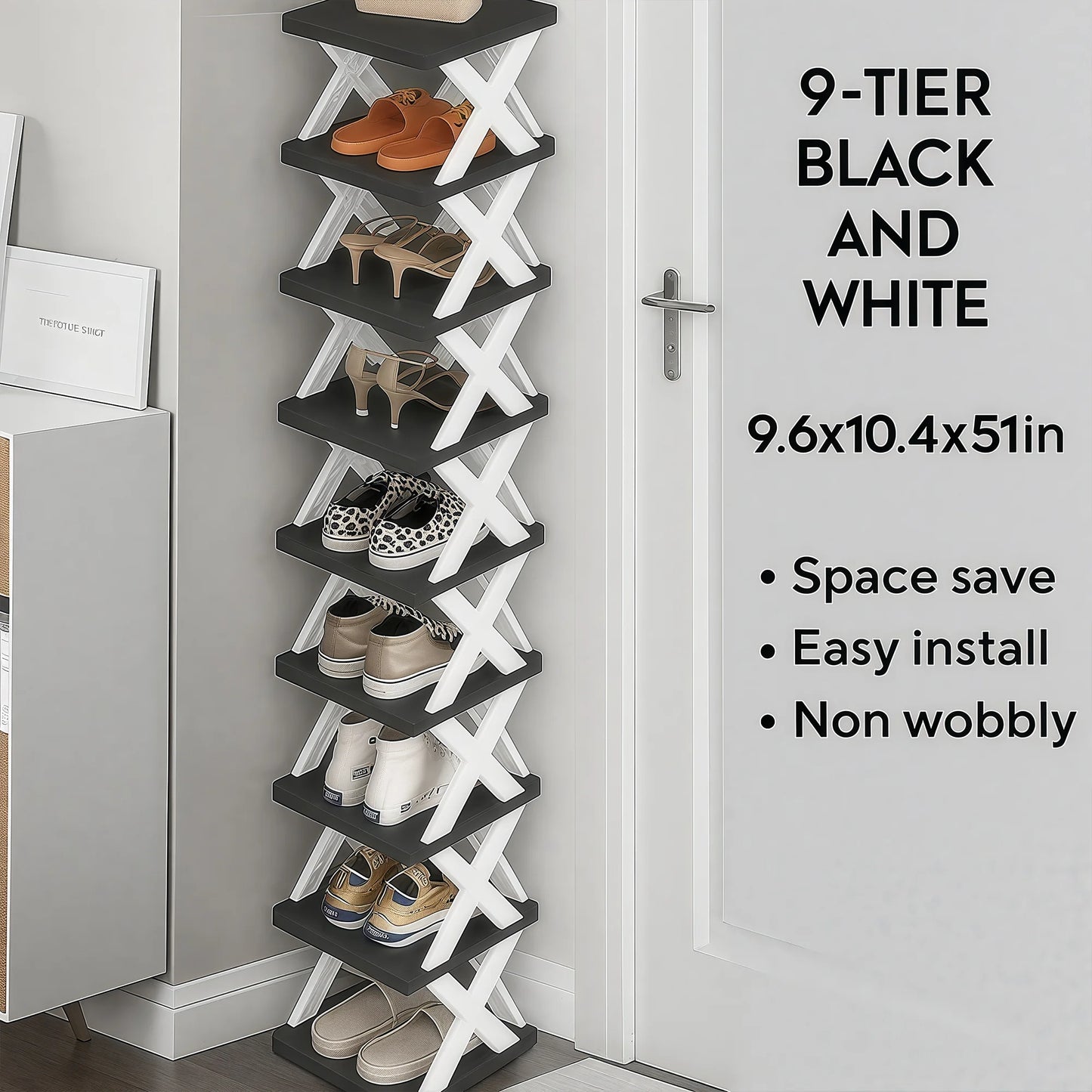Stackable Shoe Rack Organizer – 6 & 9 Tiers | Organizador de Zapatos Apilable – 6 y 9 Niveles