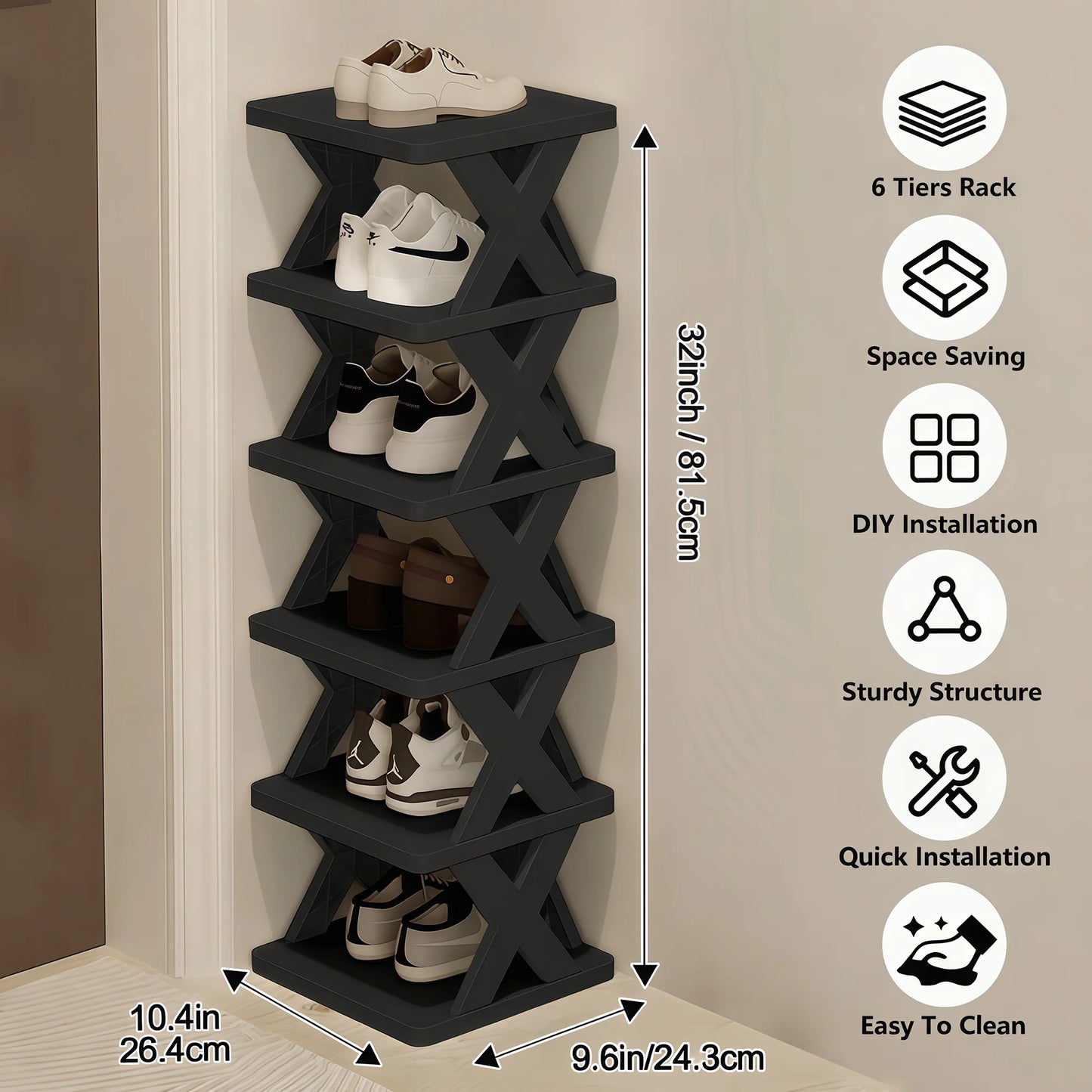 Stackable Shoe Rack Organizer – 6 & 9 Tiers | Organizador de Zapatos Apilable – 6 y 9 Niveles