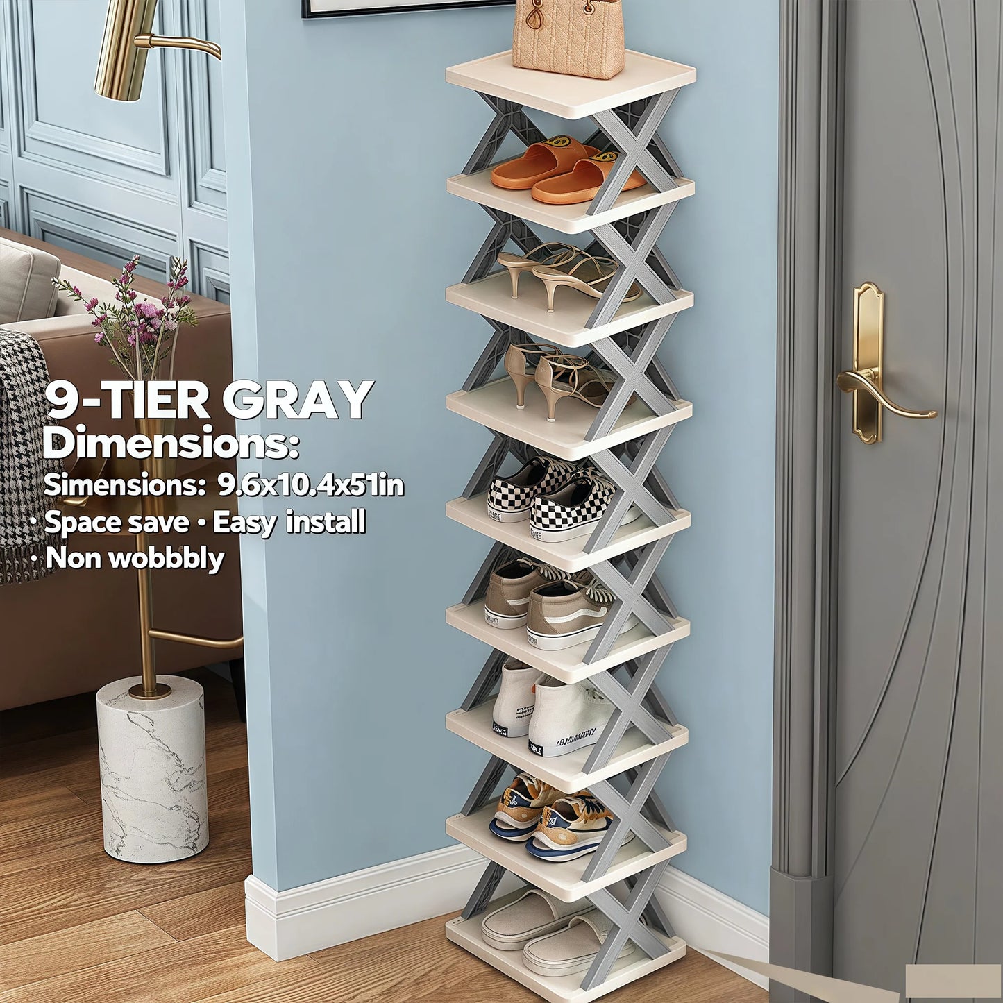 Stackable Shoe Rack Organizer – 6 & 9 Tiers | Organizador de Zapatos Apilable – 6 y 9 Niveles