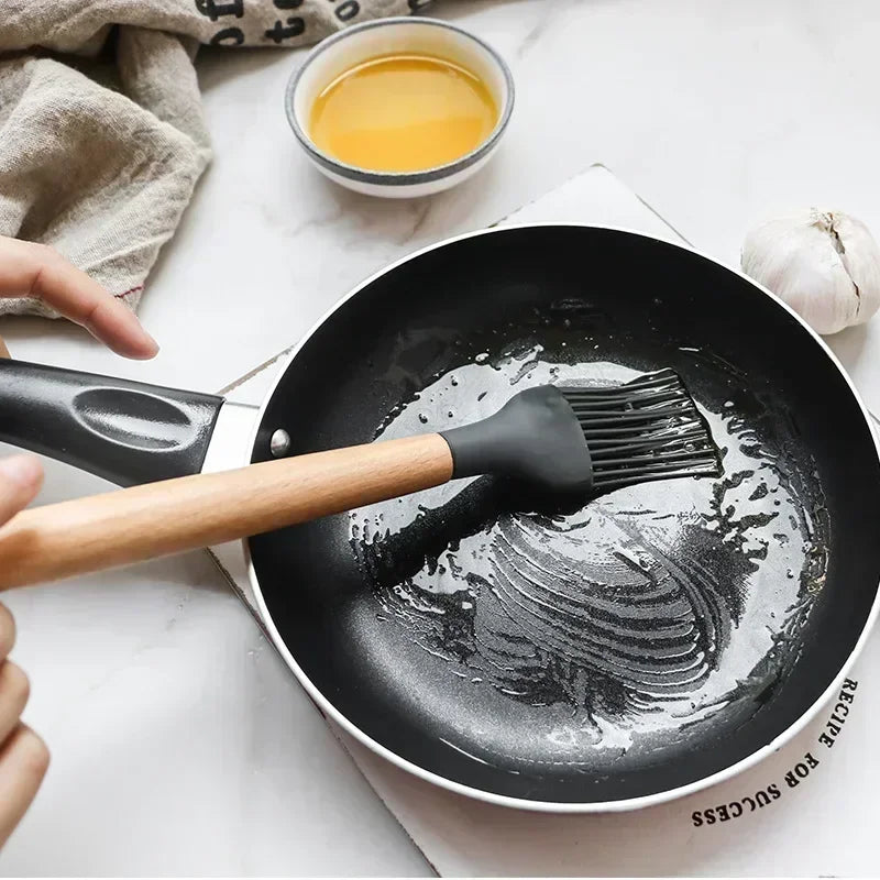 12-Piece Silicone & Wood Cooking Utensils Set | Juego de 12 Utensilios de Cocina de Silicona y Madera