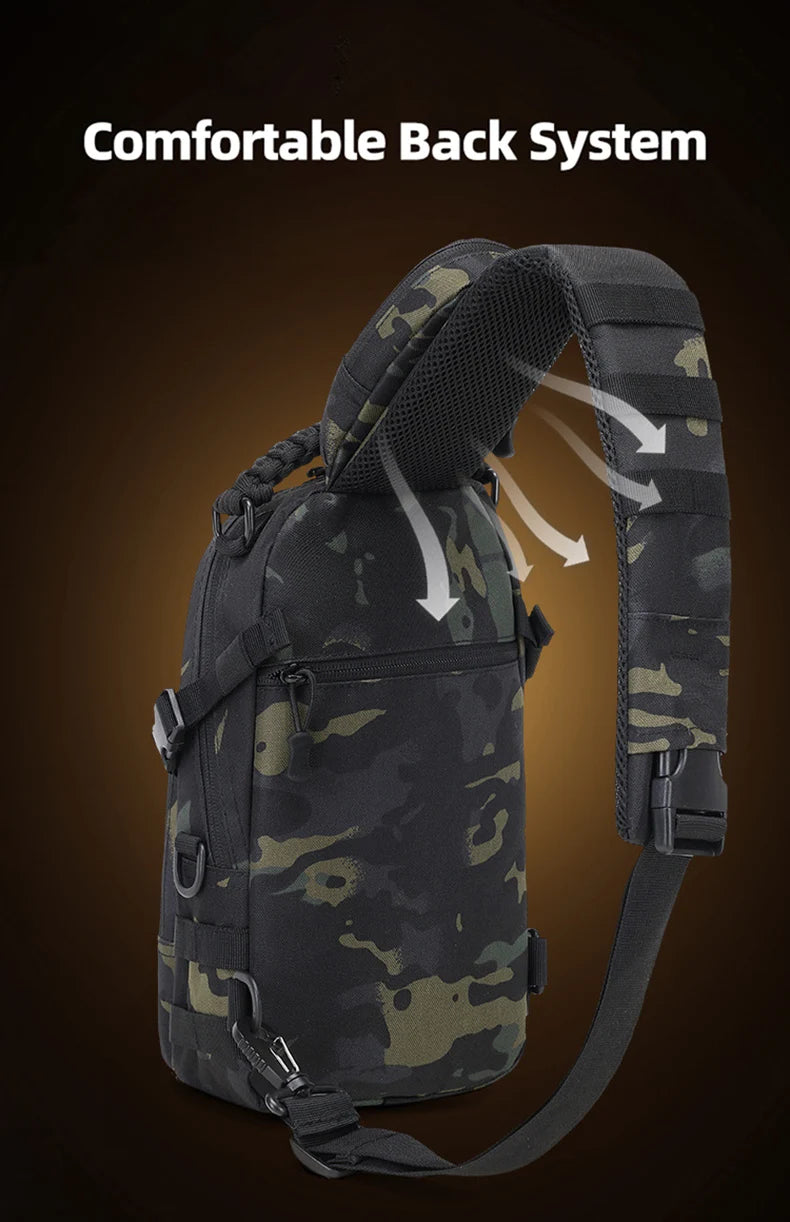 Tactical Chest Bag – Waterproof Sling Backpack for Outdoor Sports | Mochila de Pecho Táctica – Bolso Cruzado Impermeable para Deportes al Aire Libre