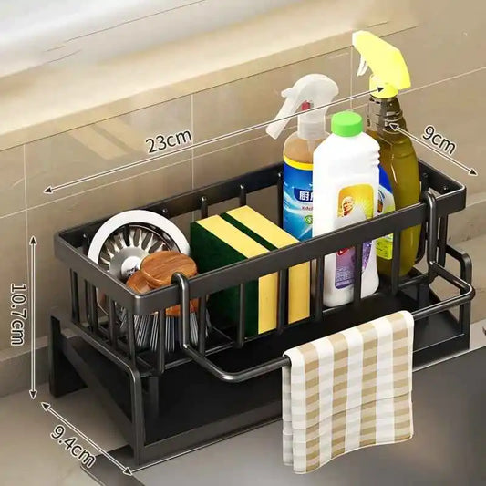 Sink Organizer Rack with Drainage & Towel Bar – Organizador para Fregadero con Drenaje y Toallero