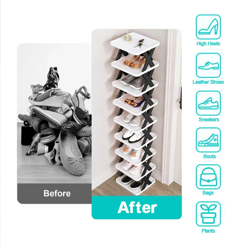 Stackable Shoe Rack Organizer – 6 & 9 Tiers | Organizador de Zapatos Apilable – 6 y 9 Niveles