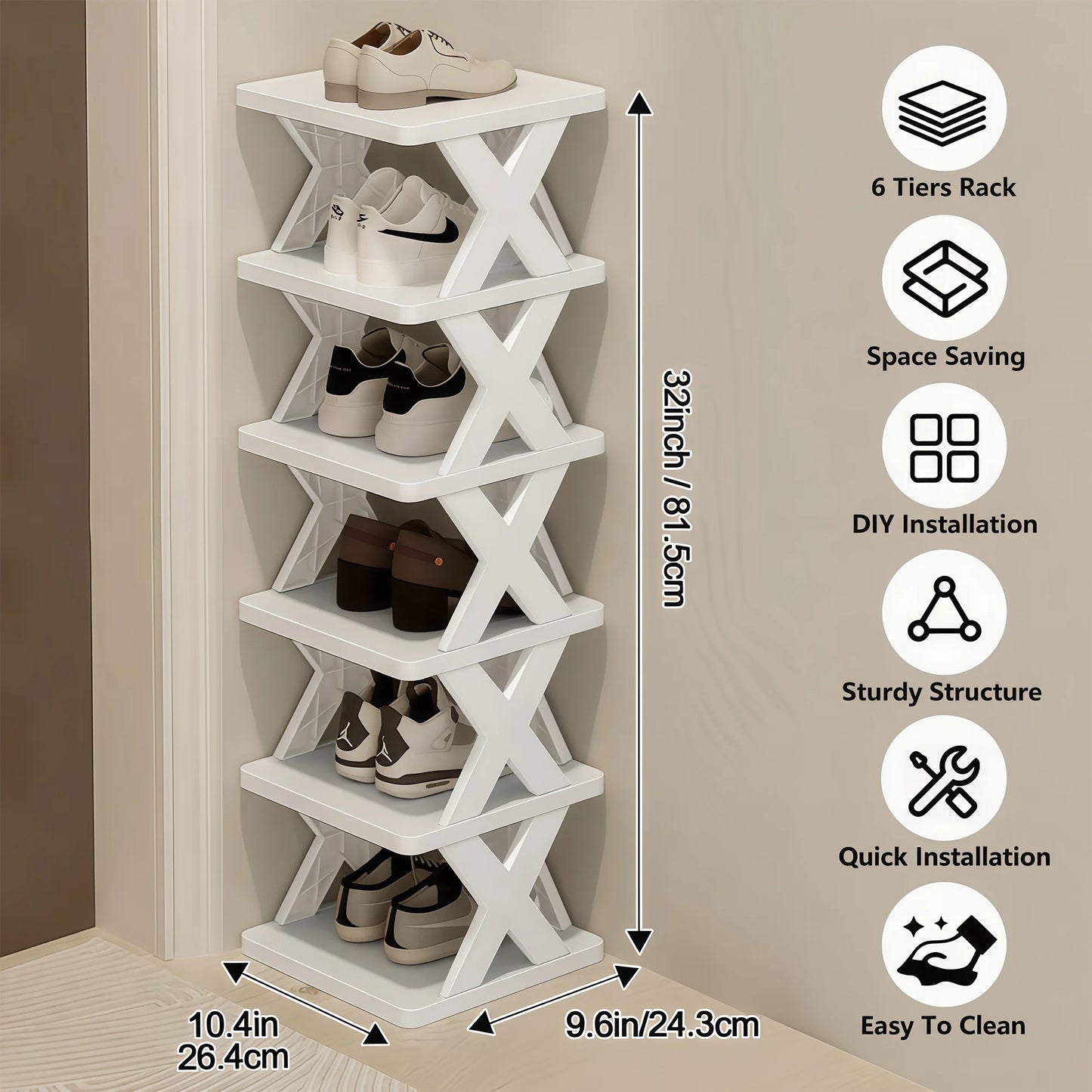 Stackable Shoe Rack Organizer – 6 & 9 Tiers | Organizador de Zapatos Apilable – 6 y 9 Niveles