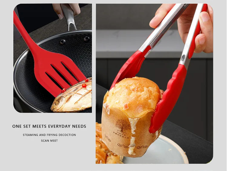 10-Piece Silicone Cooking Utensils Set | Juego de 10 Utensilios de Cocina de Silicona