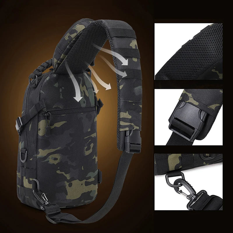 Tactical Chest Bag – Waterproof Sling Backpack for Outdoor Sports | Mochila de Pecho Táctica – Bolso Cruzado Impermeable para Deportes al Aire Libre