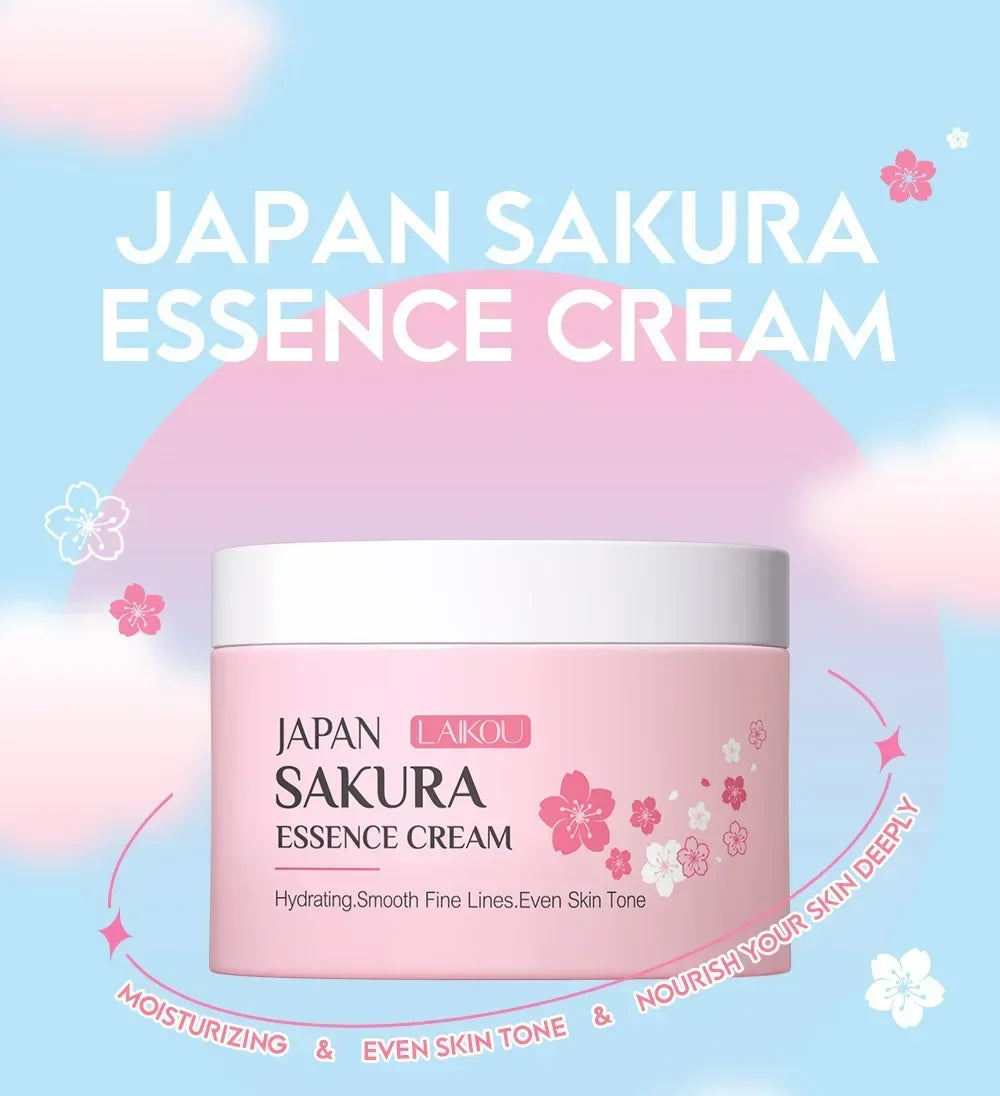 LAIKOU Japan Sakura Essence Cream – Face Moisturizer & Skin Tone Corrector | Crema Esencial de Sakura – Hidratante Facial y Unificador de Tono