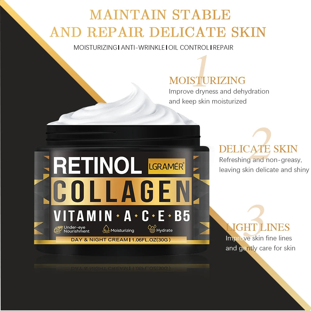 Men’s Retinol & Collagen Face Cream – Anti-Wrinkle, Brightening, Hydrating (30g/60g)
Crema Facial Masculina con Retinol y Colágeno – Antiedad, Iluminadora e Hidratante (30g/60g)