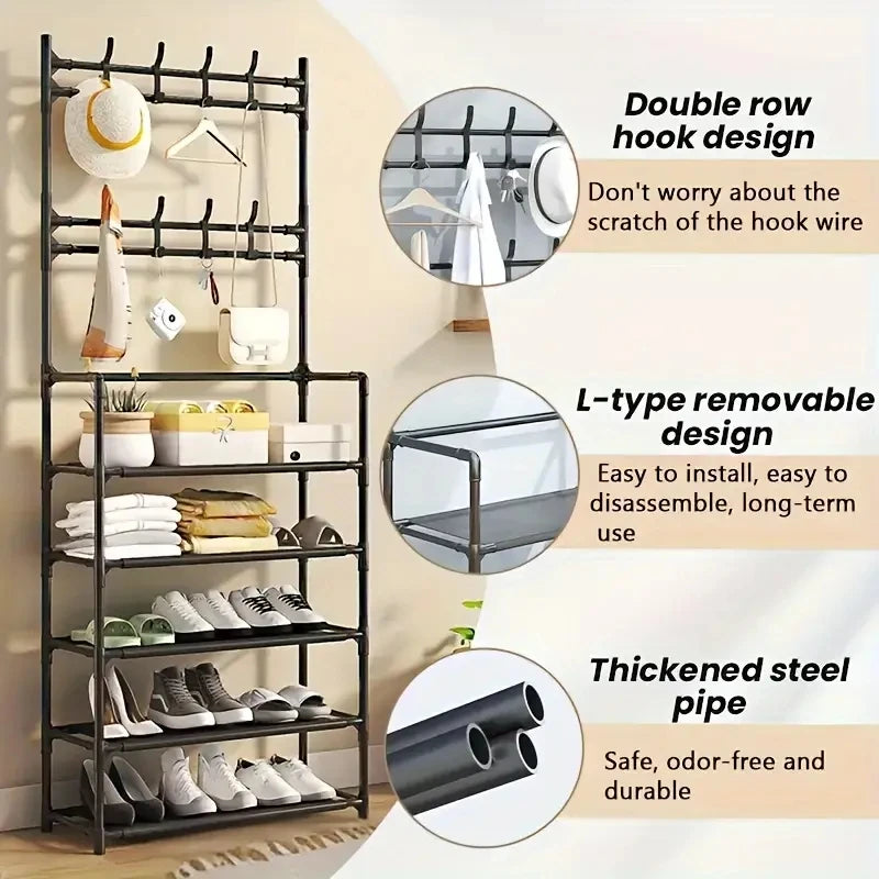 Entryway Clothes & Shoe Rack Organizer – Perchero y Zapatero de Entrada con Estantes