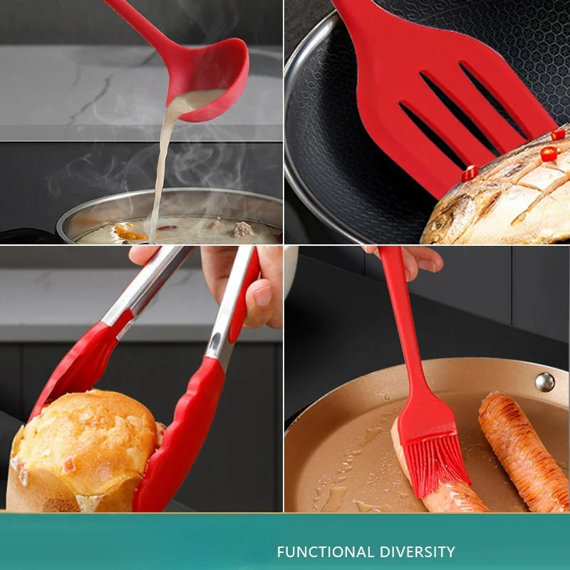 10-Piece Silicone Cooking Utensils Set | Juego de 10 Utensilios de Cocina de Silicona