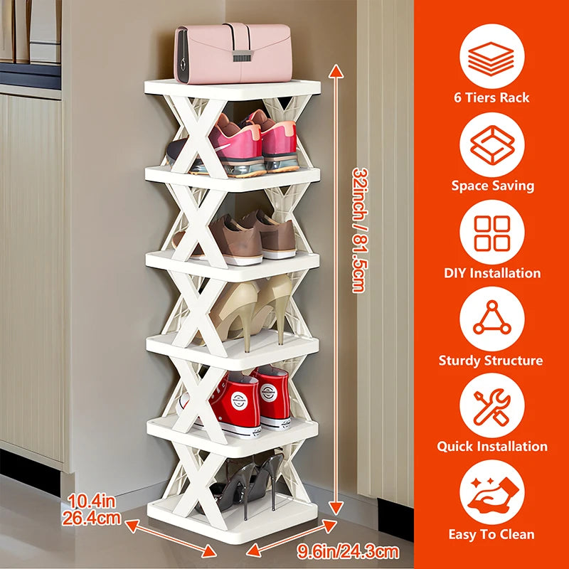 Stackable Shoe Rack Organizer – 6 & 9 Tiers | Organizador de Zapatos Apilable – 6 y 9 Niveles