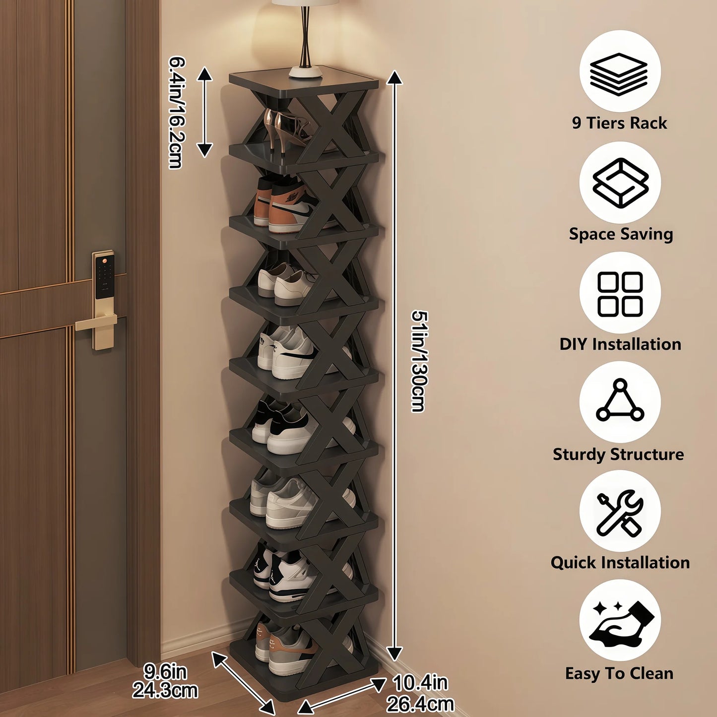 Stackable Shoe Rack Organizer – 6 & 9 Tiers | Organizador de Zapatos Apilable – 6 y 9 Niveles