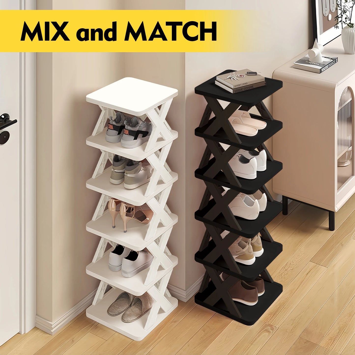 Stackable Shoe Rack Organizer – 6 & 9 Tiers | Organizador de Zapatos Apilable – 6 y 9 Niveles