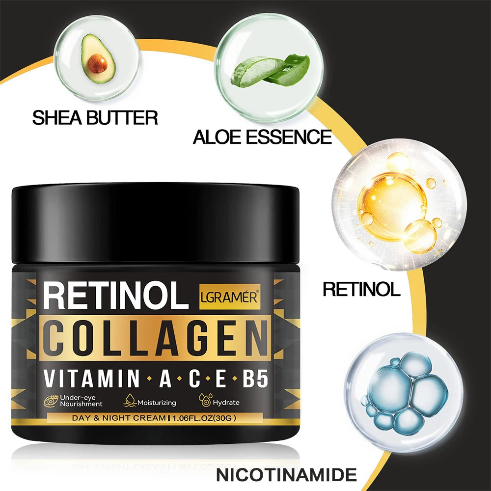 Men’s Retinol & Collagen Face Cream – Anti-Wrinkle, Brightening, Hydrating (30g/60g)
Crema Facial Masculina con Retinol y Colágeno – Antiedad, Iluminadora e Hidratante (30g/60g)
