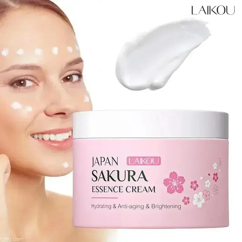 LAIKOU Japan Sakura Essence Cream – Face Moisturizer & Skin Tone Corrector | Crema Esencial de Sakura – Hidratante Facial y Unificador de Tono