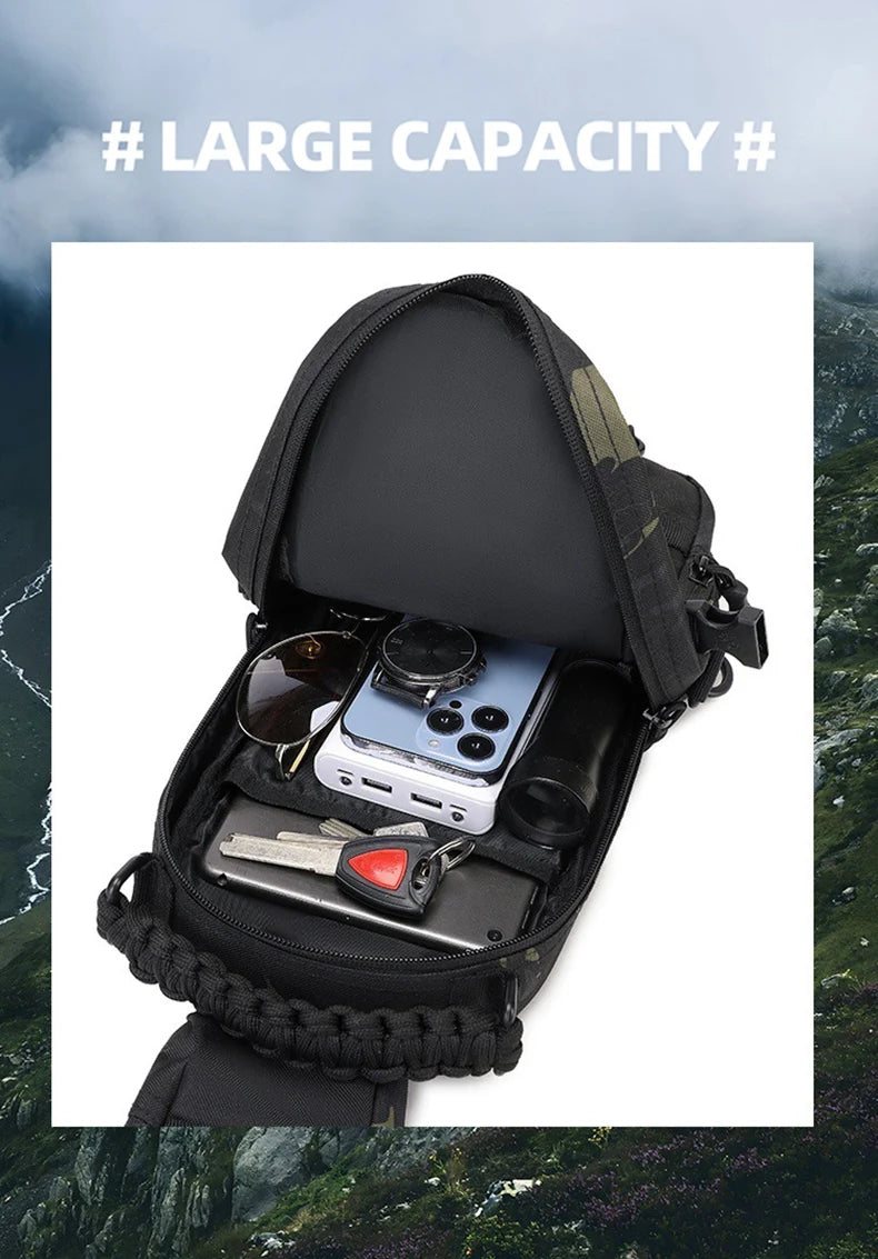 Tactical Chest Bag – Waterproof Sling Backpack for Outdoor Sports | Mochila de Pecho Táctica – Bolso Cruzado Impermeable para Deportes al Aire Libre