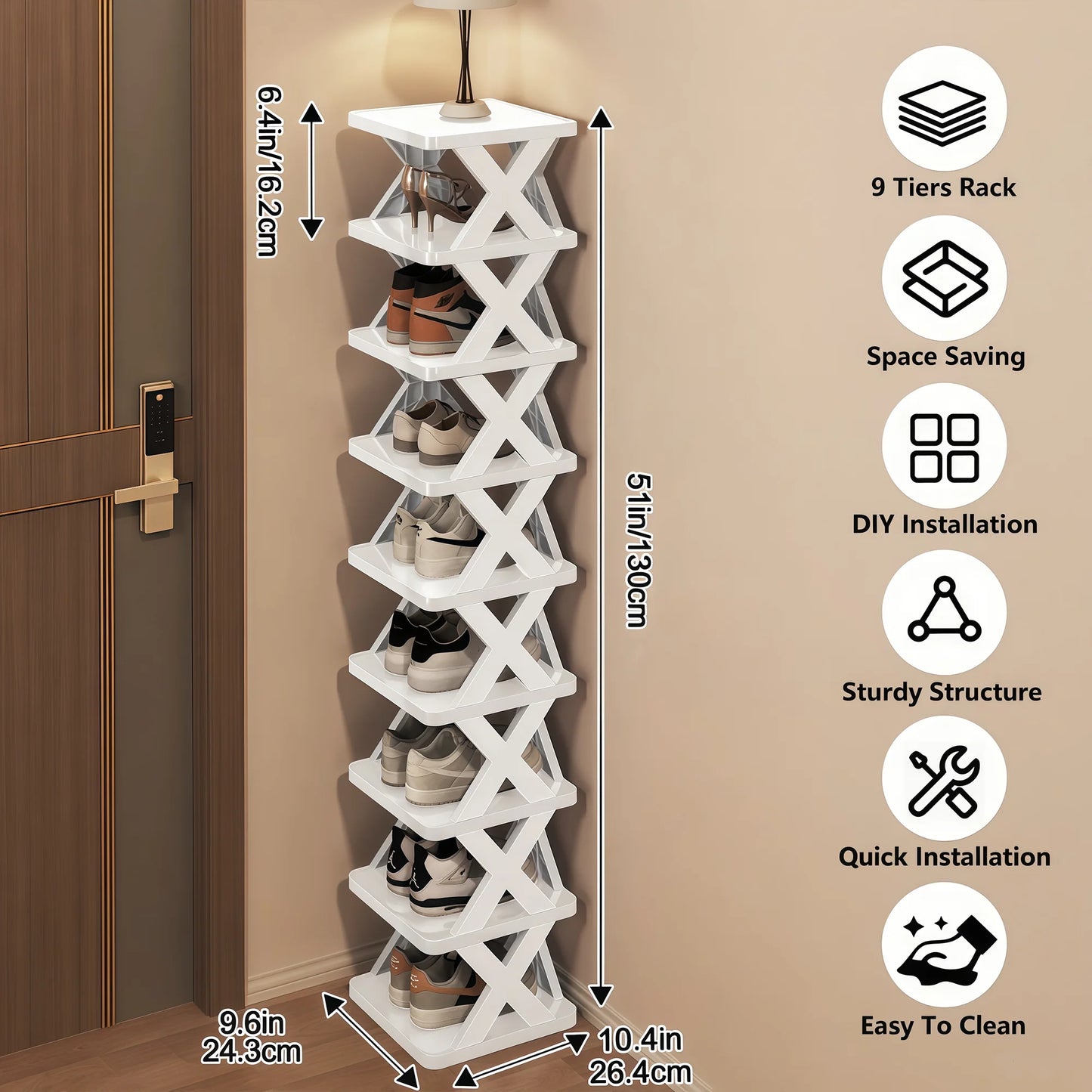 Stackable Shoe Rack Organizer – 6 & 9 Tiers | Organizador de Zapatos Apilable – 6 y 9 Niveles