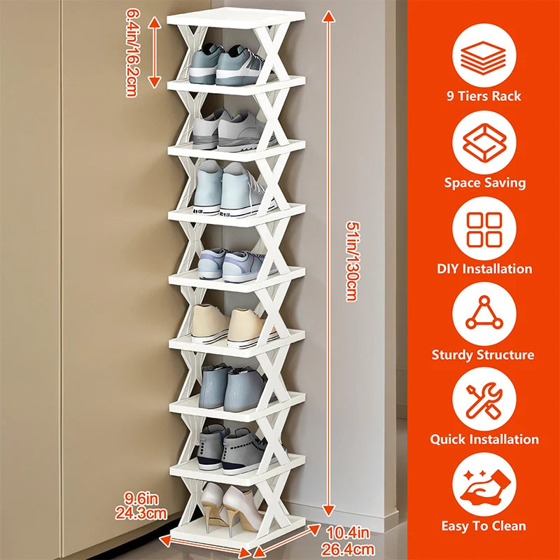 Stackable Shoe Rack Organizer – 6 & 9 Tiers | Organizador de Zapatos Apilable – 6 y 9 Niveles